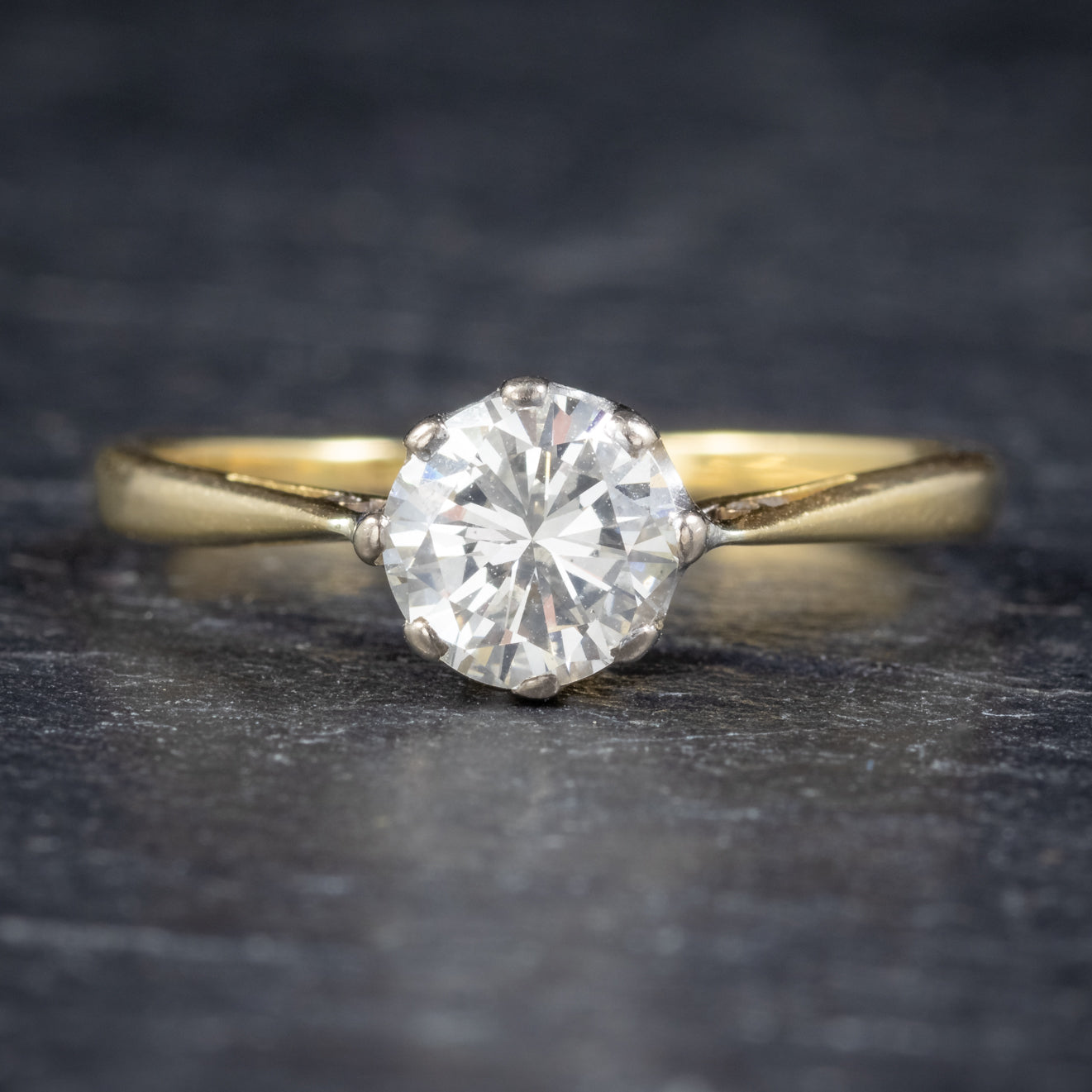 ANTIQUE EDWARDIAN DIAMOND SOLITAIRE ENGAGEMENT RING 18CT GOLD CIRCA 1905 0.97CT DIAMOND WITH CERT Secondary image
