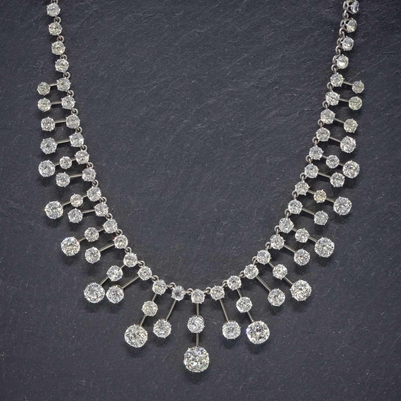 ANTIQUE VICTORIAN FRENCH GARLAND NECKLACE SILVER OLD CUT PASTE CIRCA 1860 BOXED Secondary image