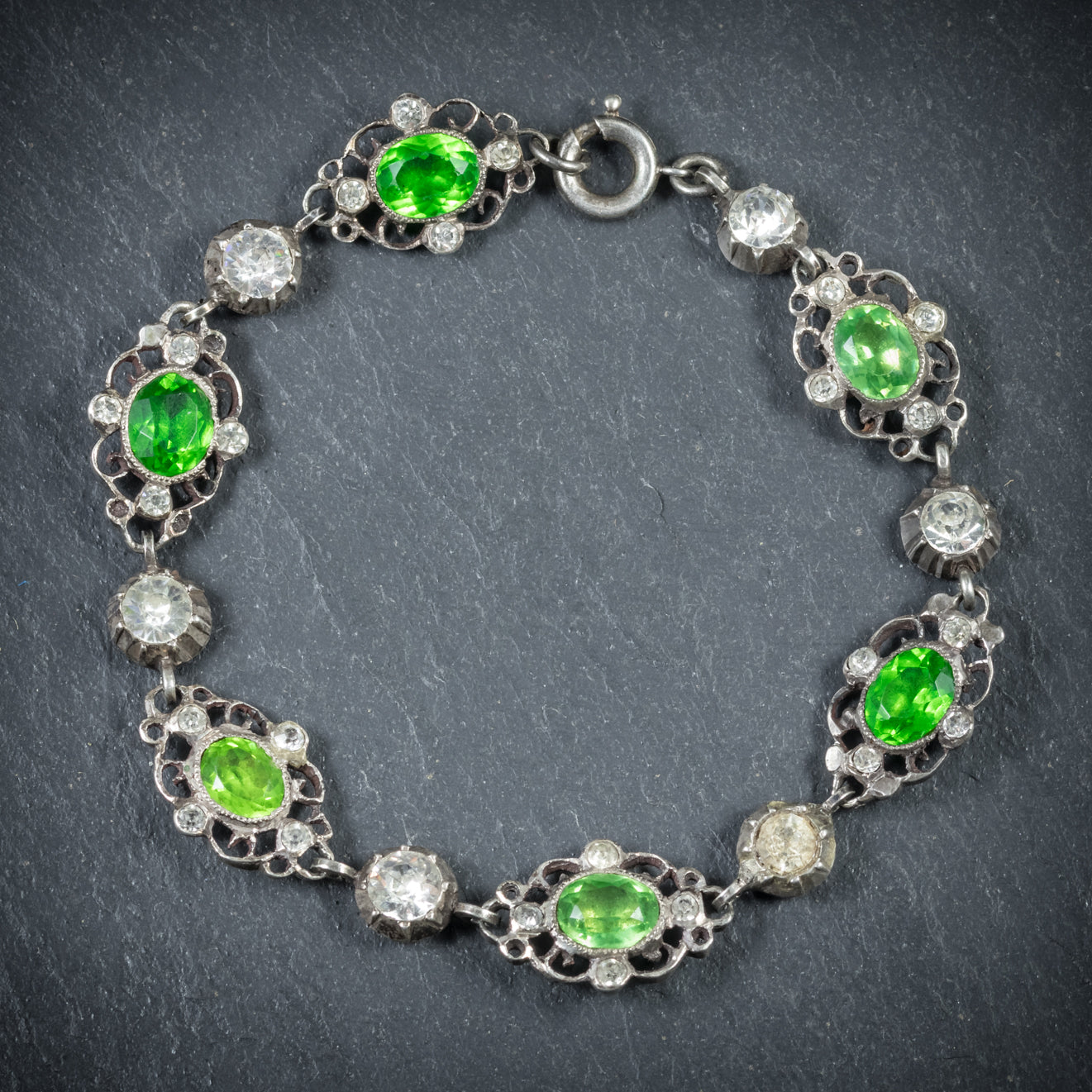 Antique Victorian Green Paste Bracelet Silver Circa 1900 Secondary image