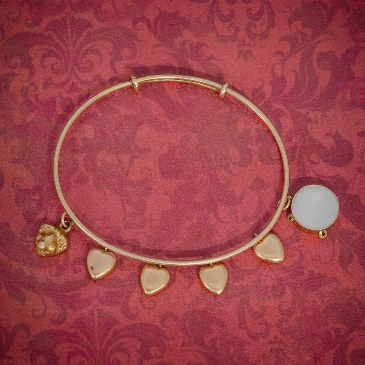 ANTIQUE VICTORIAN HEART CHARM BANGLE 15CT GOLD CIRCA 1900 COVER Main image