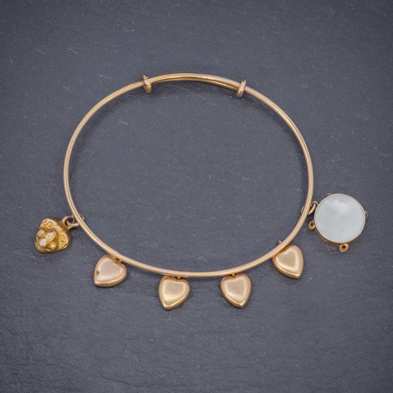 Antique Victorian Heart Charm Bangle 15Ct Gold Circa 1900 Secondary image
