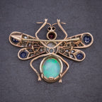 ANTIQUE VICTORIAN INSECT BROOCH OPAL DIAMOND RUBY SAPPHIRE 18CT GOLD CIRCA 1880 BACK