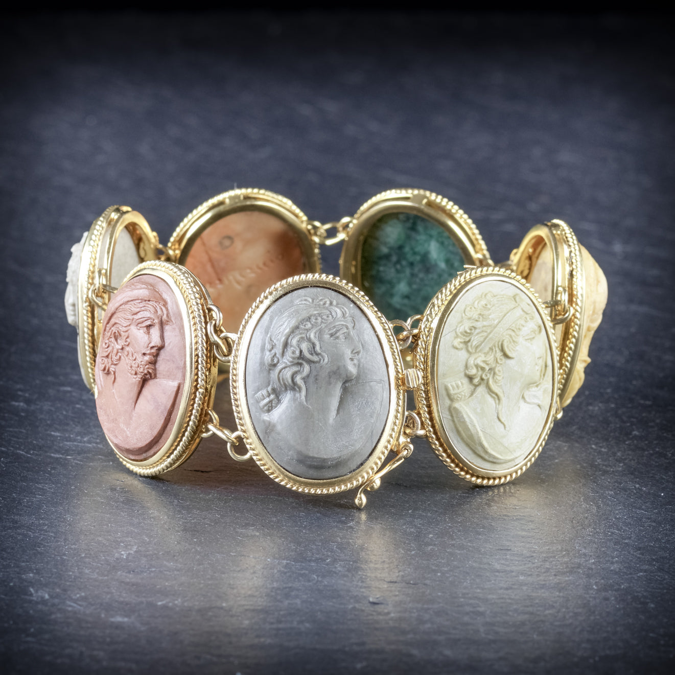 Antique Victorian Lava Cameo Bracelet Gold Circa 1880 Secondary image