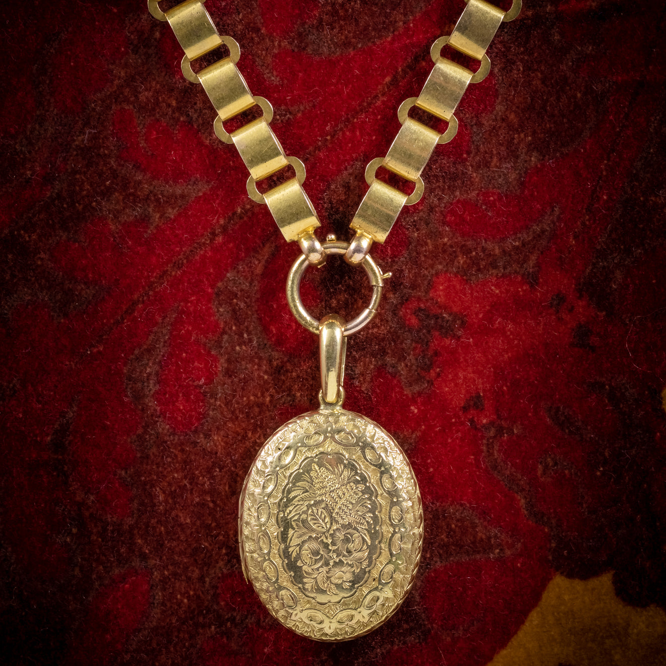 Antique Victorian Locket Collar Solid 15ct Gold Necklace Circa 1900 COVER Main image