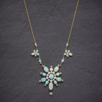 ANTIQUE VICTORIAN OPAL DIAMOND NECKLACE 20CT OPAL 5CT DIAMOND 18CT GOLD CIRCA 1900 NECK