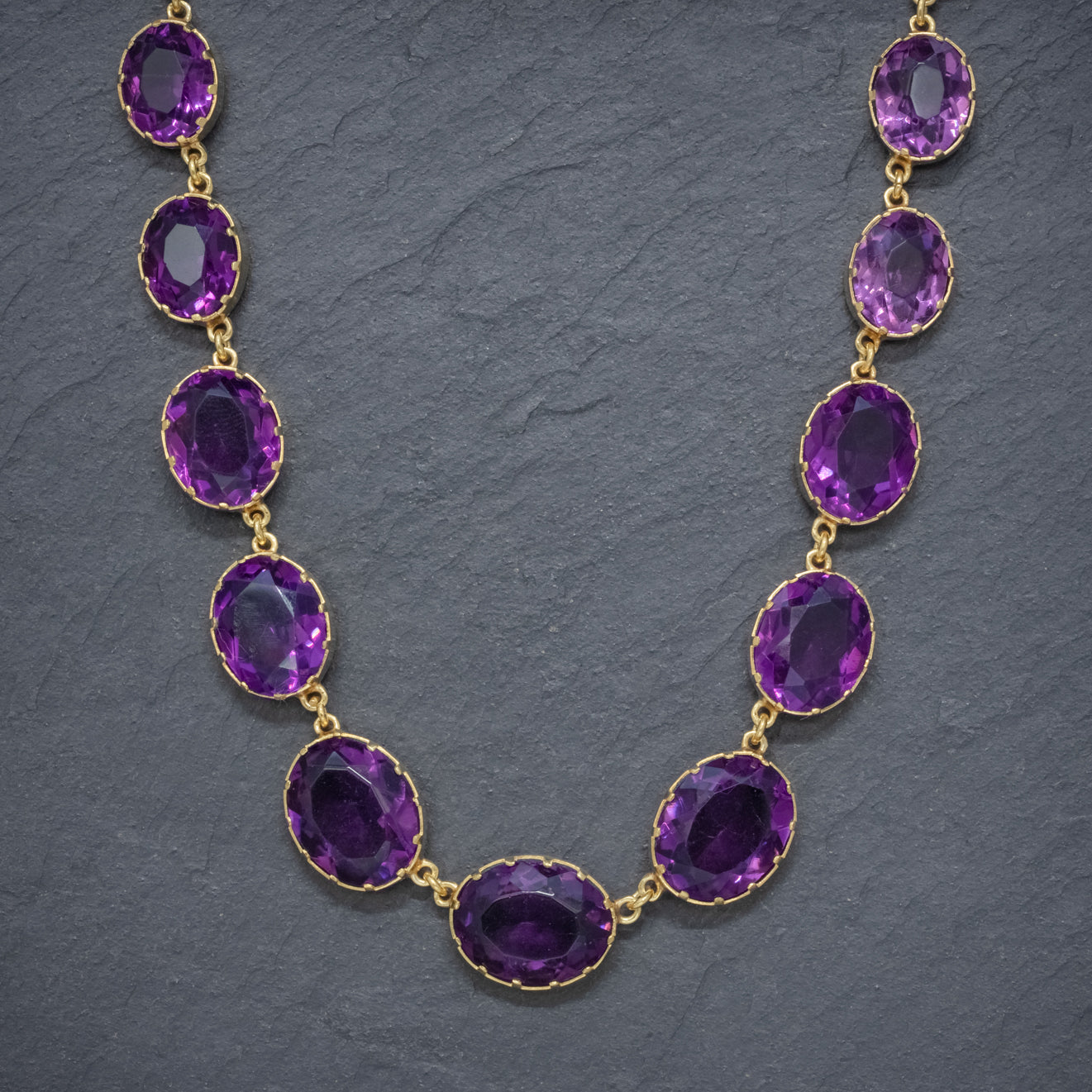 ANTIQUE VICTORIAN VIOLET PASTE NECKLACE 18CT GOLD ON SILVER CIRCA 1900 Secondary image