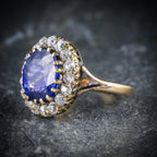 ANTIQUE VICTORIAN SAPPHIRE DIAMOND CLUSTER RING CIRCA 1880 SIDE