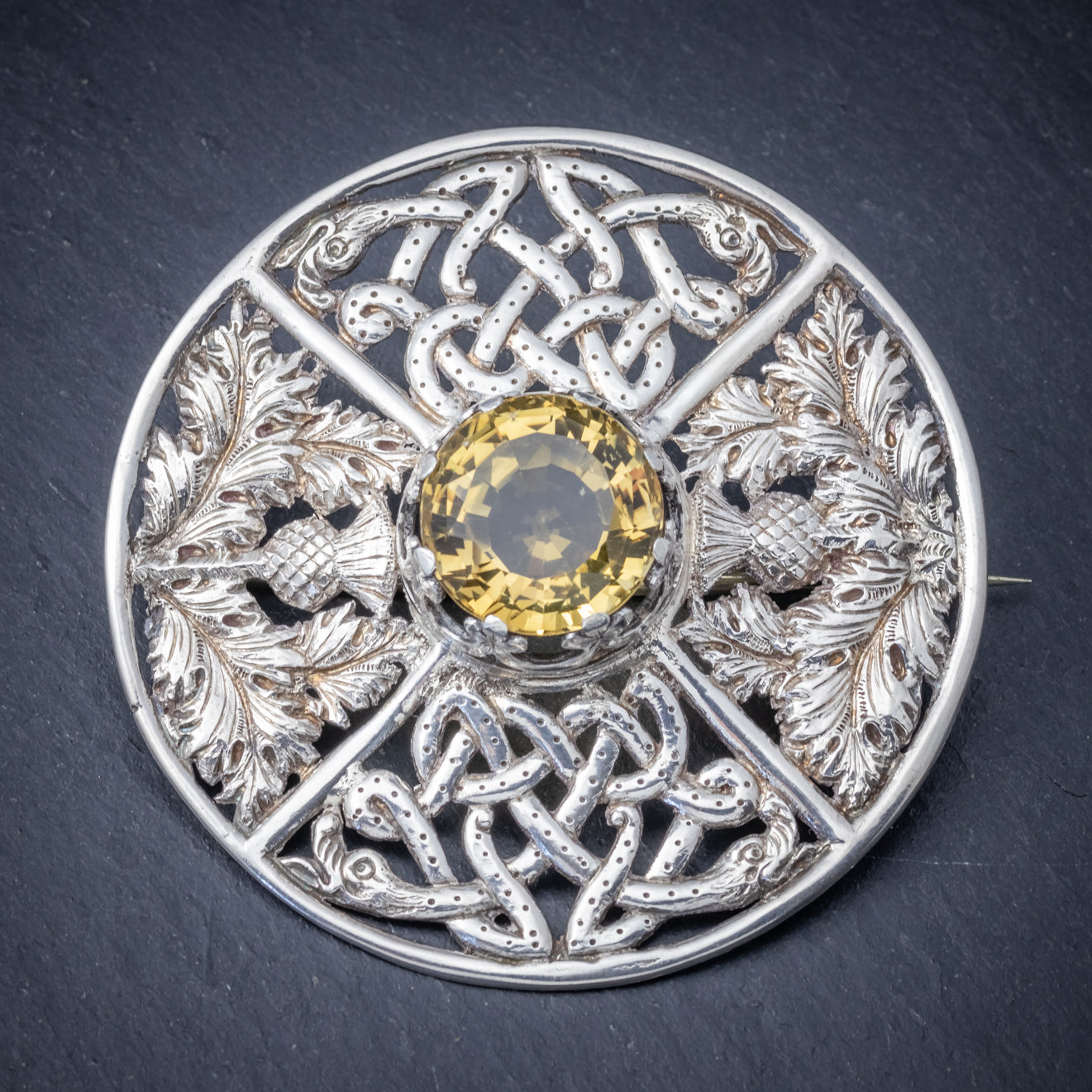 Antique Victorian Scottish Cairngorm Brooch Silver Dated Glasgow 1901 Secondary image