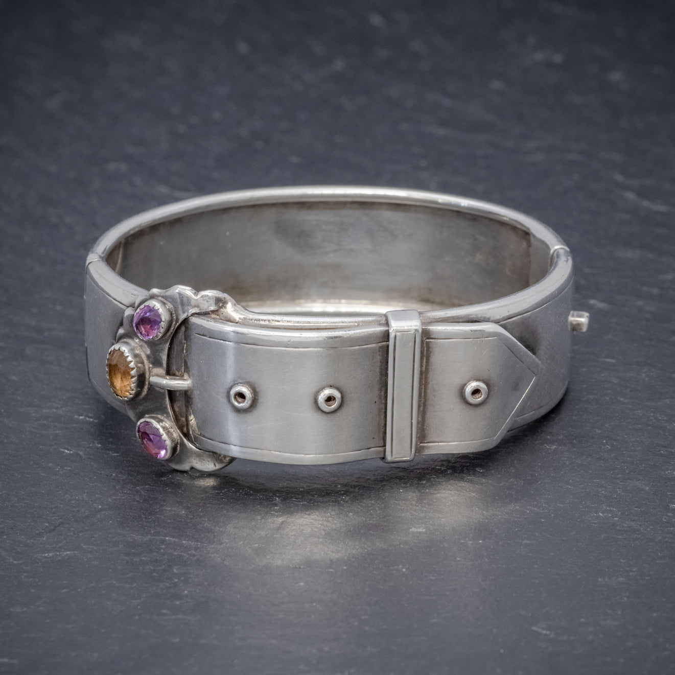 Antique Victorian Scottish Silver Buckle Bangle Amethyst Citrine Circa 1860 Secondary image