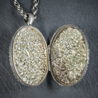 Antique Victorian Silver Floral Locket Necklace Circa 1900