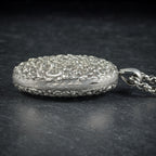 Antique Victorian Silver Floral Locket Necklace Circa 1900