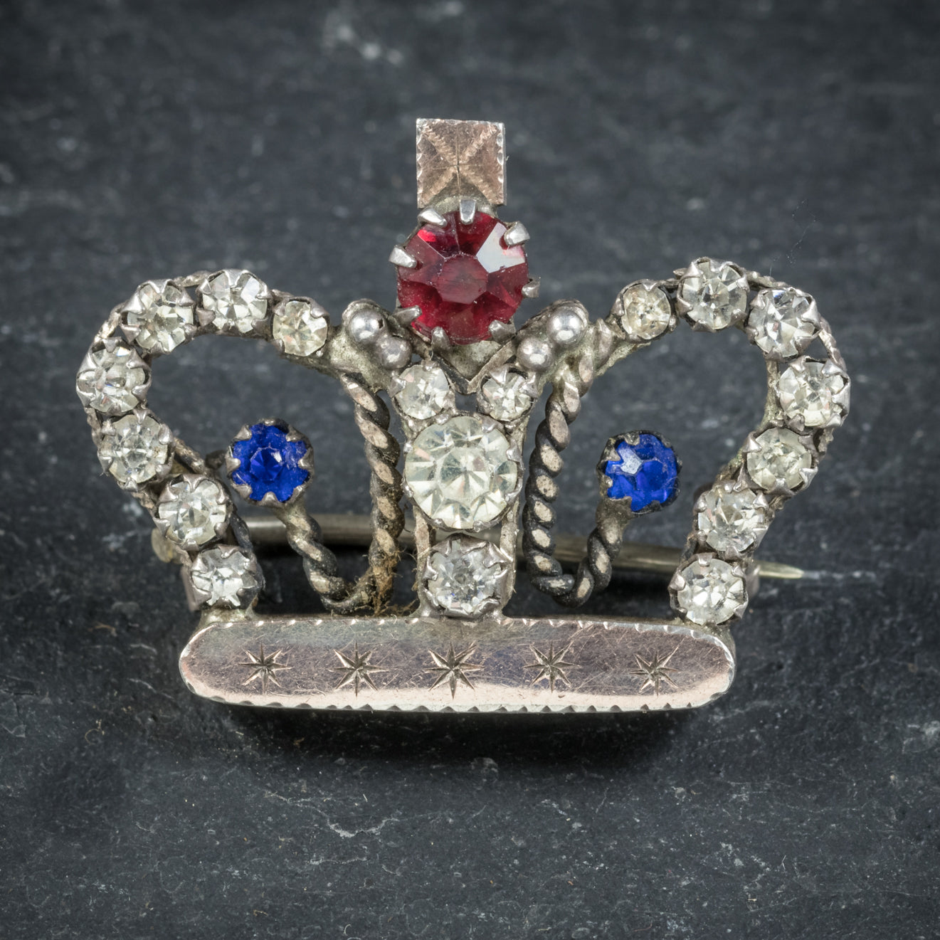 Antique Victorian Paste Stone Crown Brooch Circa 1900 Secondary image