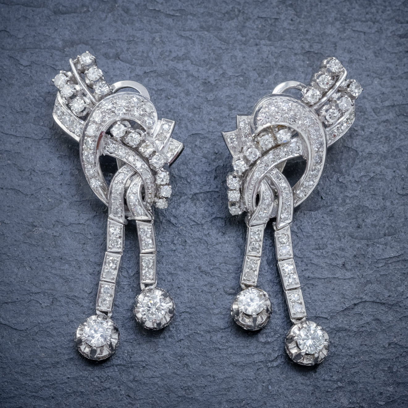 Art Deco Diamond Clip Earrings Platinum 5Ct Of Diamond Circa 1920 Secondary image