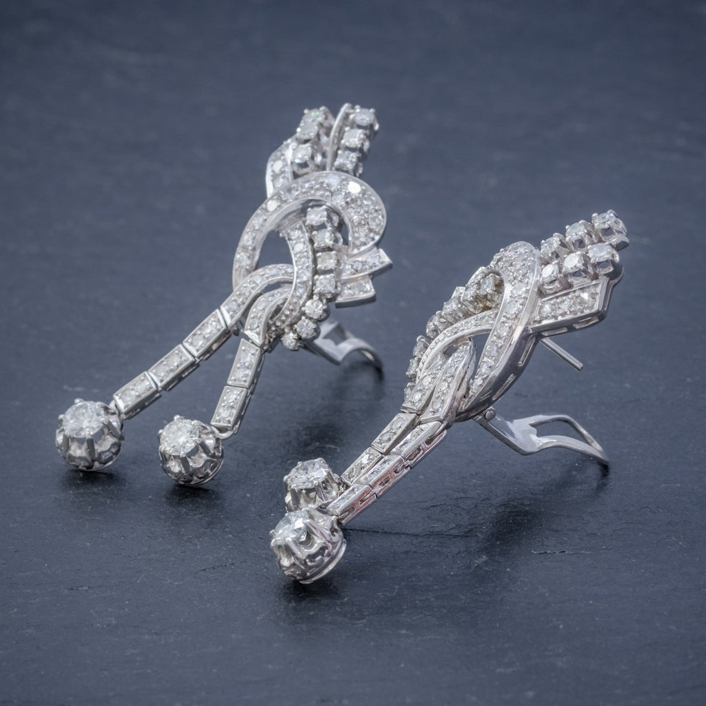 ART DECO DIAMOND CLIP EARRINGS PLATINUM 5CT OF DIAMOND CIRCA 1920 SIDE