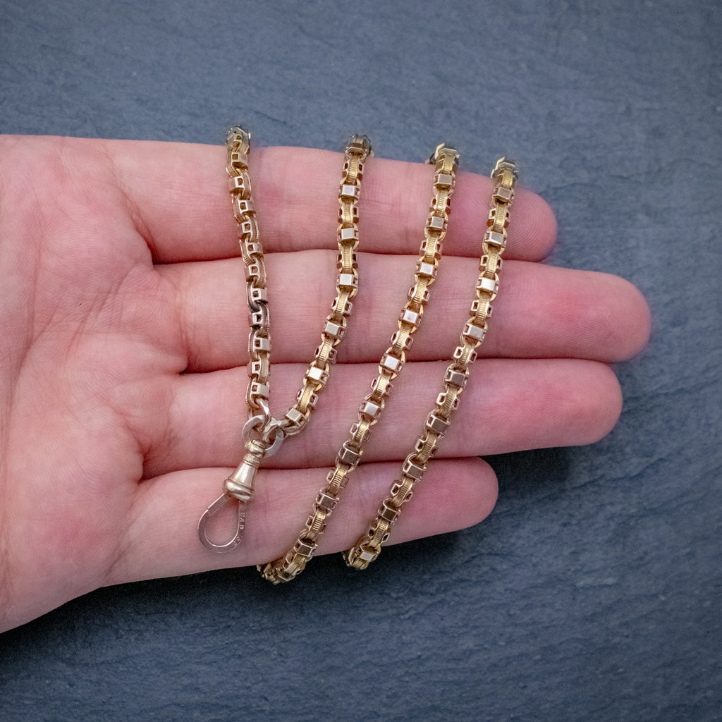 ART DECO SOLID 18CT GOLD GUARD CHAIN 58 GRAMS CIRCA 1920 HAND
