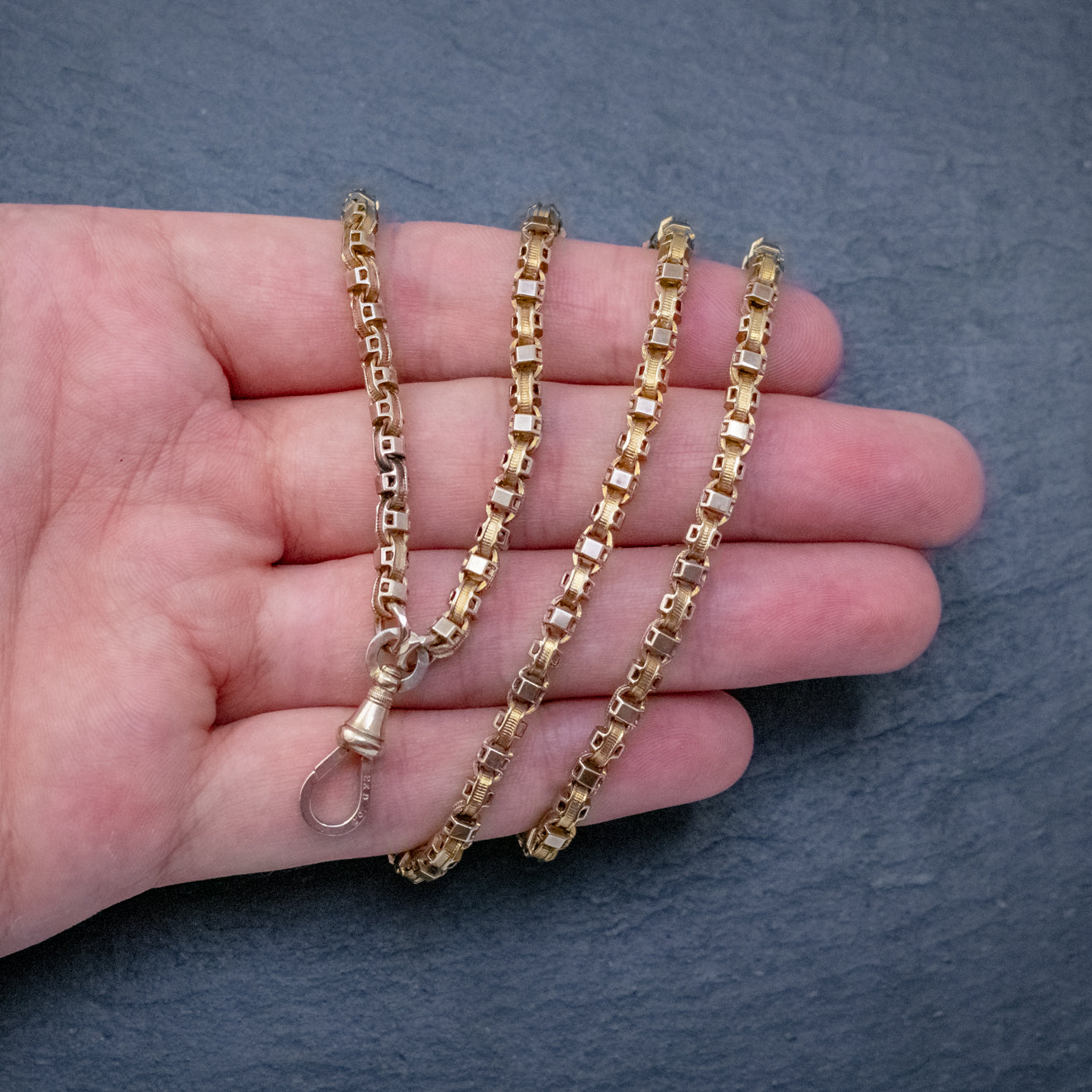 ART DECO SOLID 18CT GOLD GUARD CHAIN 58 GRAMS CIRCA 1920 HAND