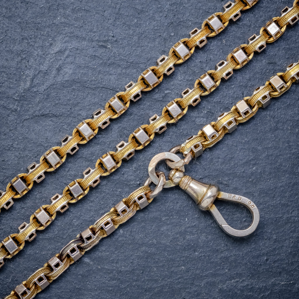 ART DECO SOLID 18CT GOLD GUARD CHAIN 58 GRAMS CIRCA 1920 LINKS