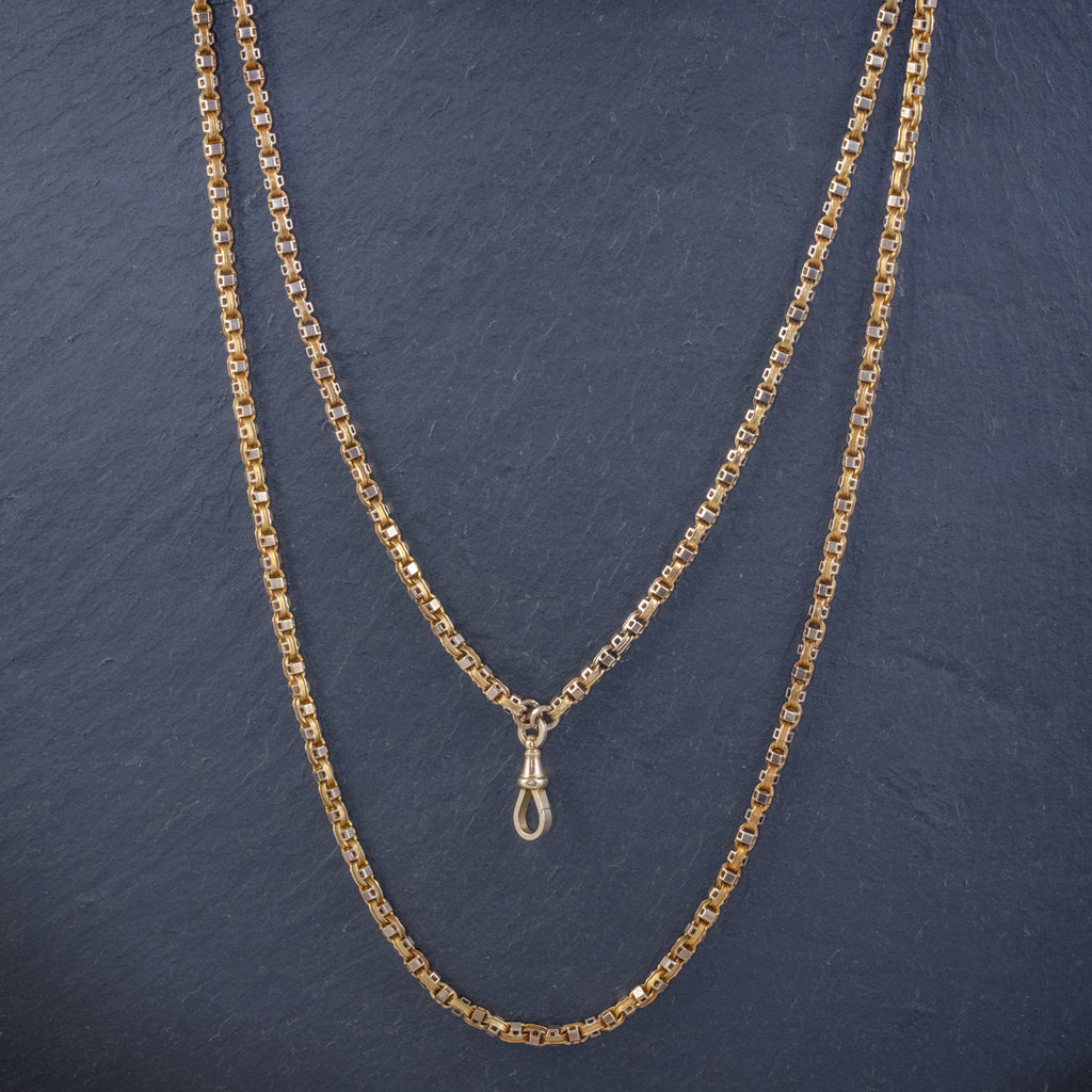 ART DECO SOLID 18CT GOLD GUARD CHAIN 58 GRAMS CIRCA 1920 NECK