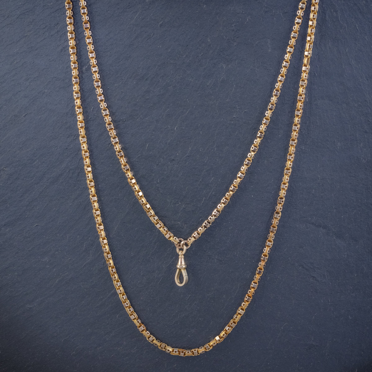 ART DECO SOLID 18CT GOLD GUARD CHAIN 58 GRAMS CIRCA 1920 NECK