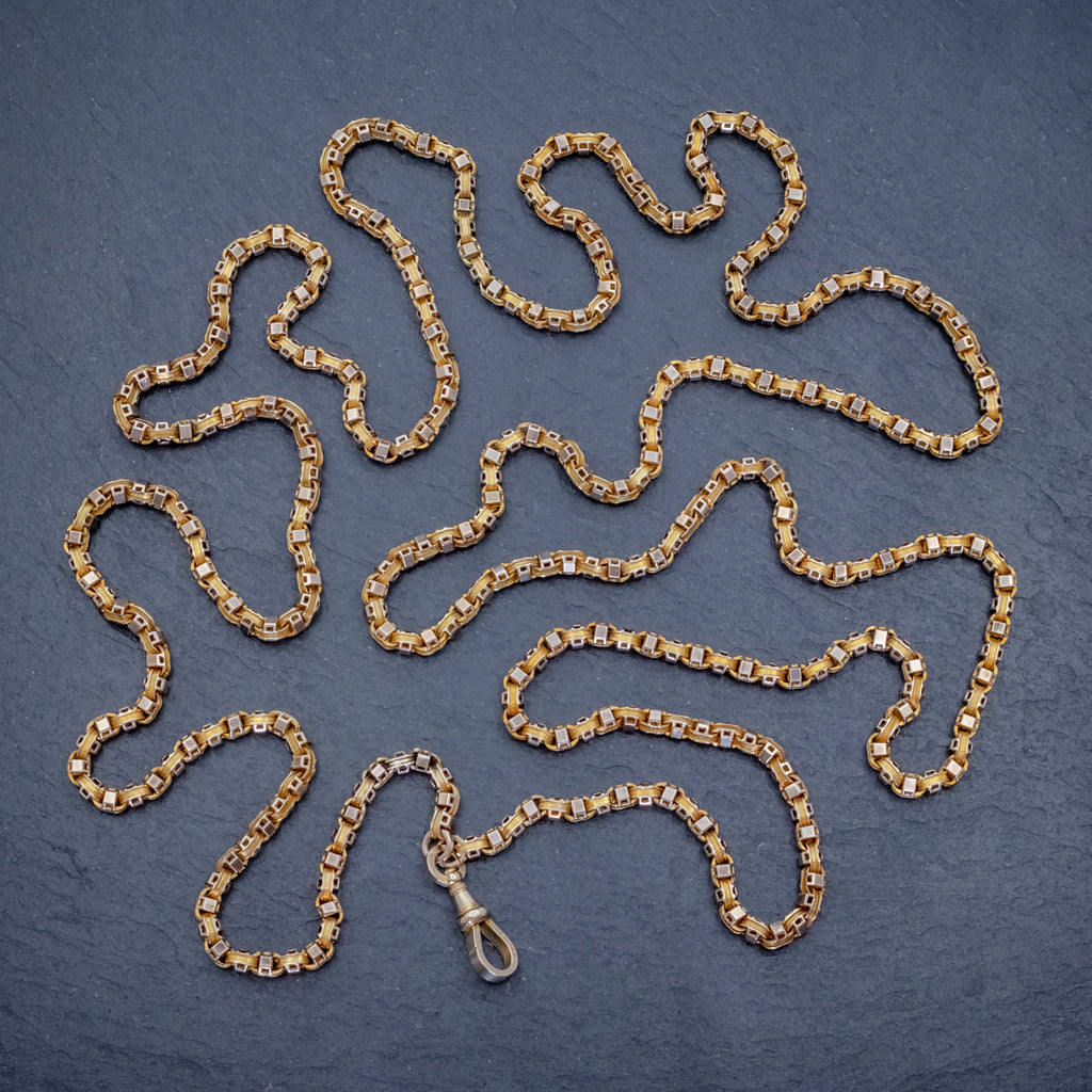 ART DECO SOLID 18CT GOLD GUARD CHAIN 58 GRAMS CIRCA 1920 TOP