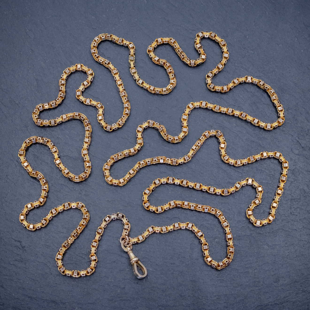 ART DECO SOLID 18CT GOLD GUARD CHAIN 58 GRAMS CIRCA 1920 TOP