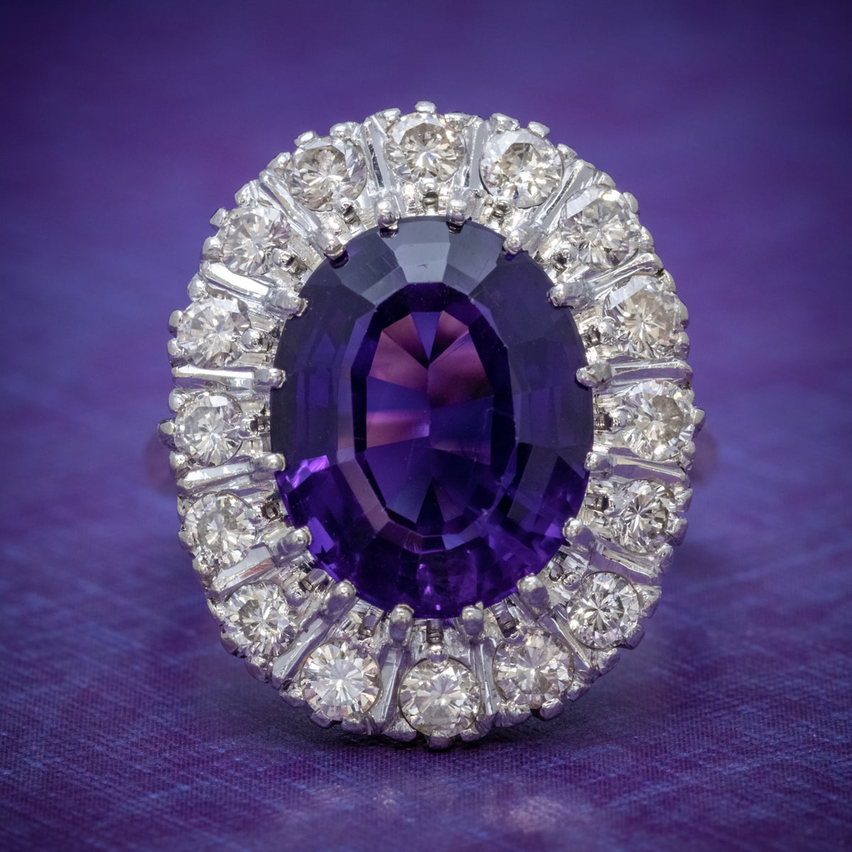 Art Deco Amethyst Diamond Ring 18ct Gold Circa 1930 COVER Main image