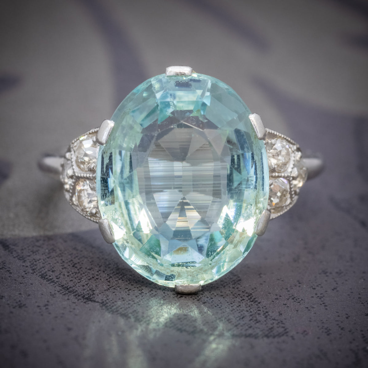 ART DECO AQUAMARINE RING PLATINUM 6CT AQUA CIRCA 1920 COVER Main image