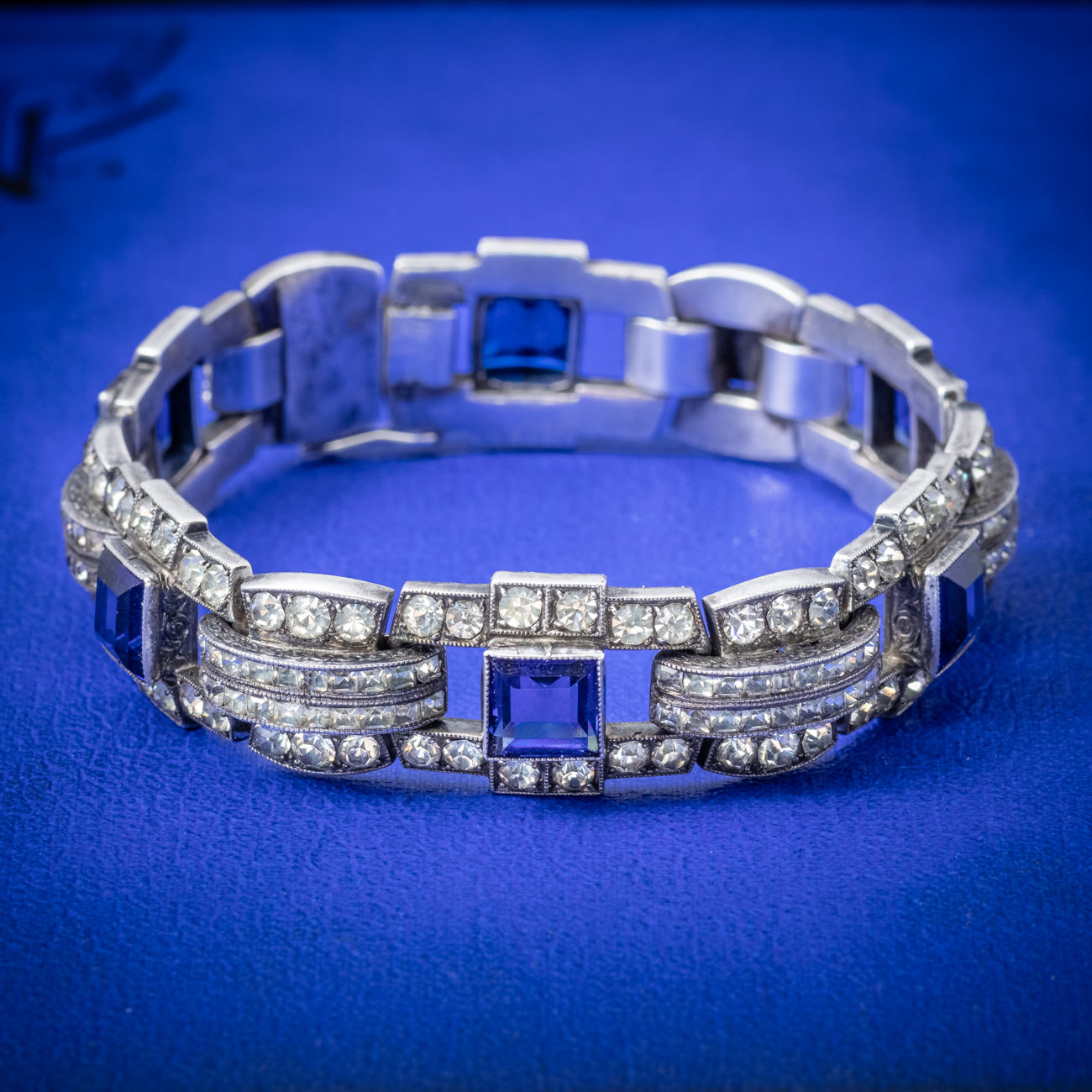 Art Deco Blue Paste Bracelet Silver Circa 1920 COVER Main image