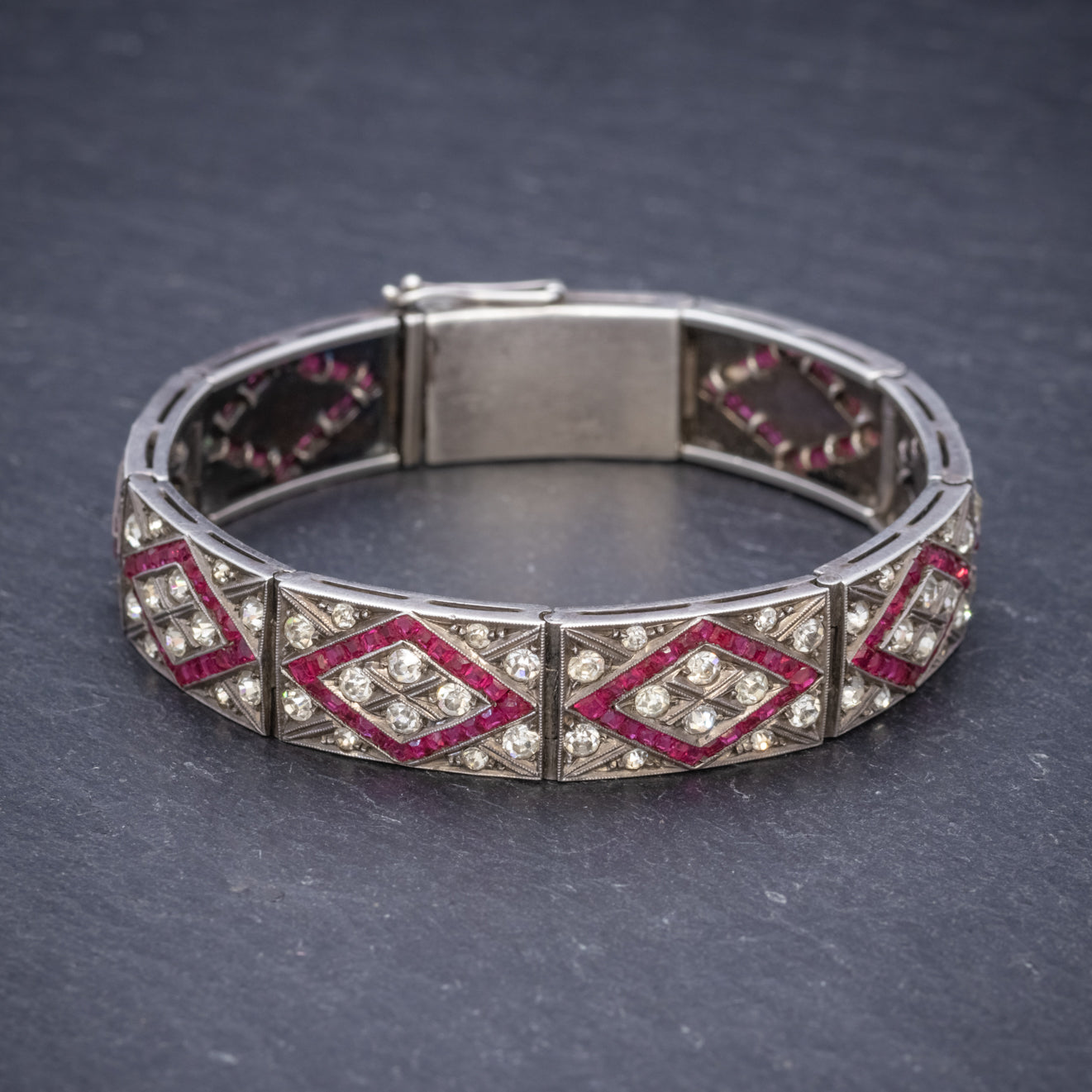 Art Deco Red Paste Stone Bracelet Silver Circa 1920 Secondary image
