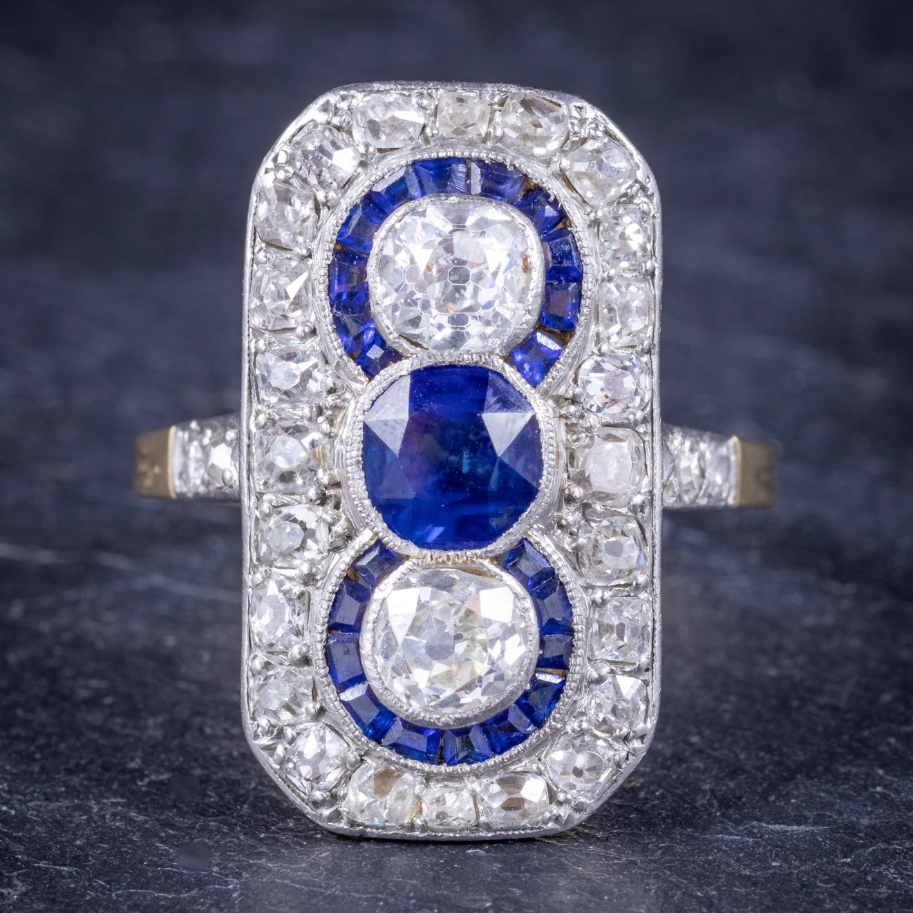 Art Deco Sapphire Diamond Cluster Ring 18ct Gold Circa 1920 Secondary image