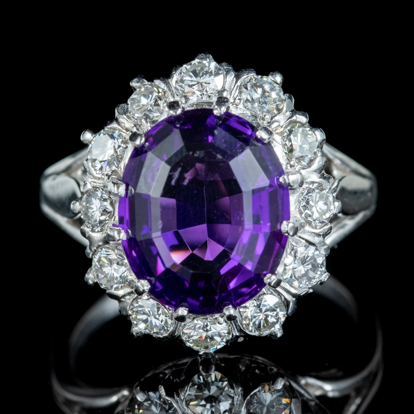 Amethyst Diamond Cluster Ring Platinum 4Ct Amethyst 1.30Ct Of Diamond Secondary image