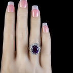 Amethyst Diamond Cluster Ring Platinum 4ct Amethyst 1.30ct Of Diamond 