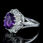 Amethyst Diamond Cluster Ring Platinum 4ct Amethyst 1.30ct Of Diamond 