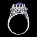 Amethyst Diamond Cluster Ring Platinum 4ct Amethyst 1.30ct Of Diamond 