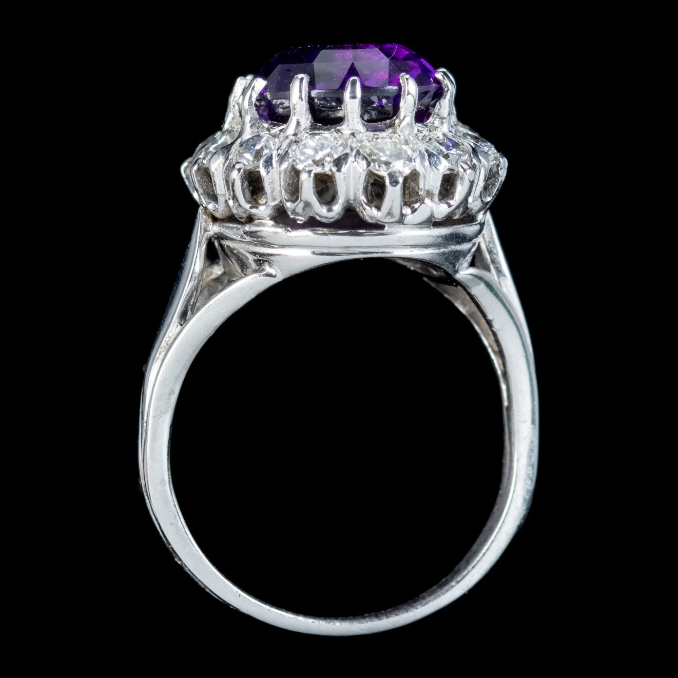 Amethyst Diamond Cluster Ring Platinum 4ct Amethyst 1.30ct Of Diamond 
