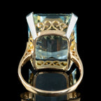 Antique Art Deco Aquamarine Cocktail Ring 20ct Aqua