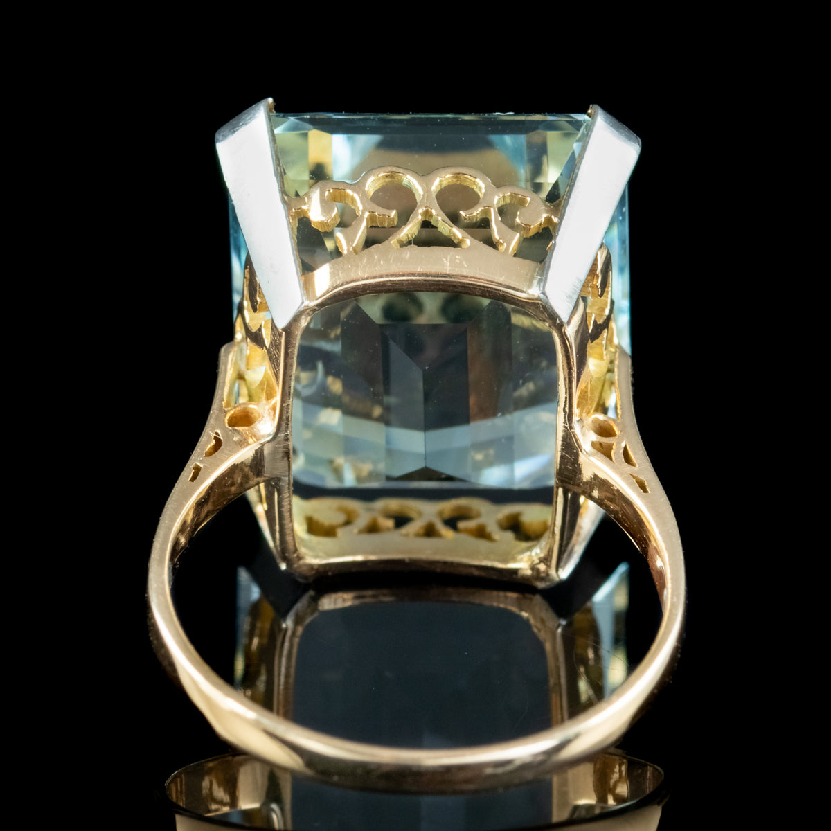 Antique Art Deco Aquamarine Cocktail Ring 20ct Aqua