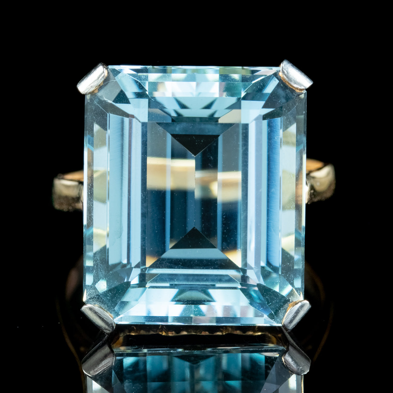 Antique Art Deco Aquamarine Cocktail Ring 20ct Aqua Secondary image