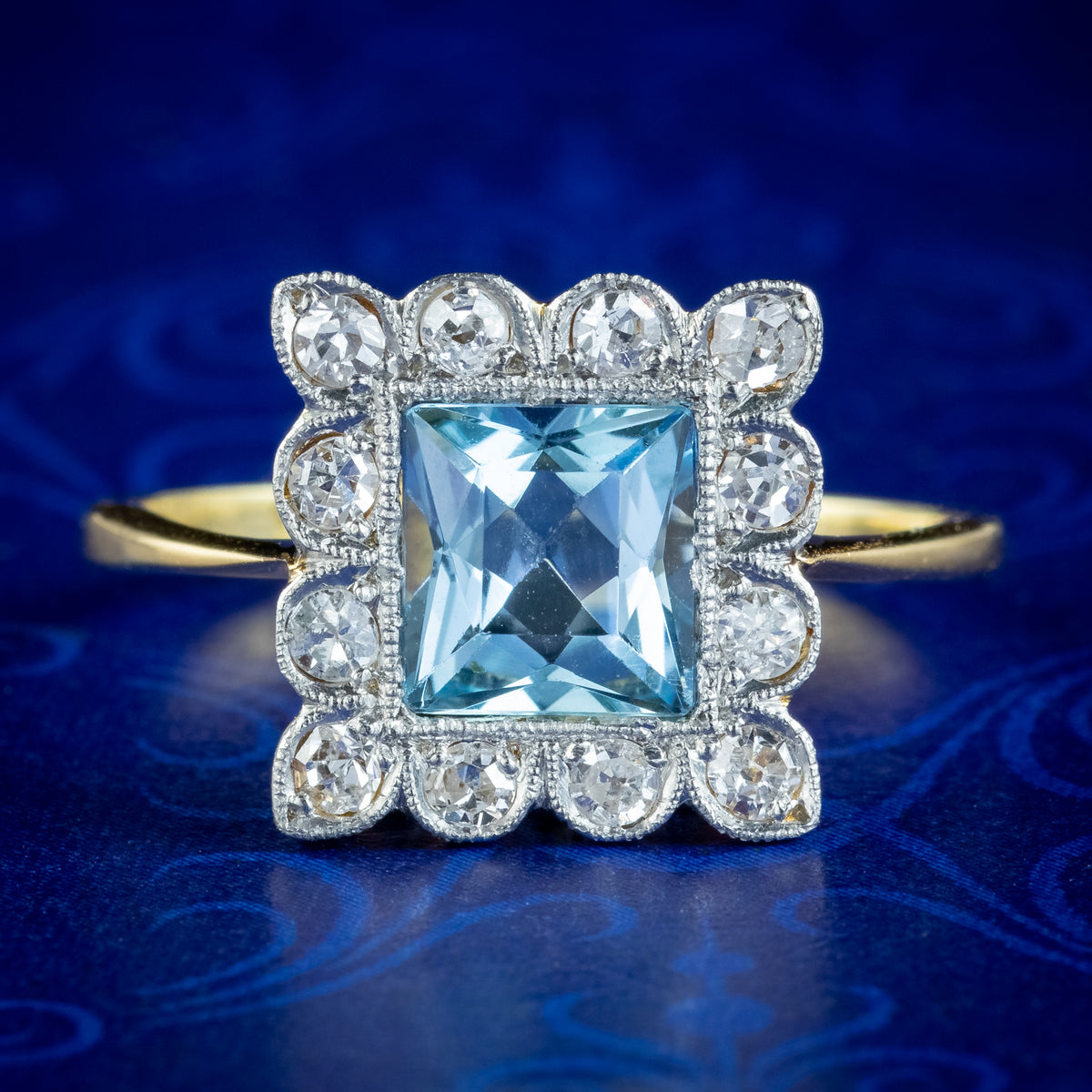 Antique Art Deco Aquamarine Diamond Ring 1.3ct Aqua Main image