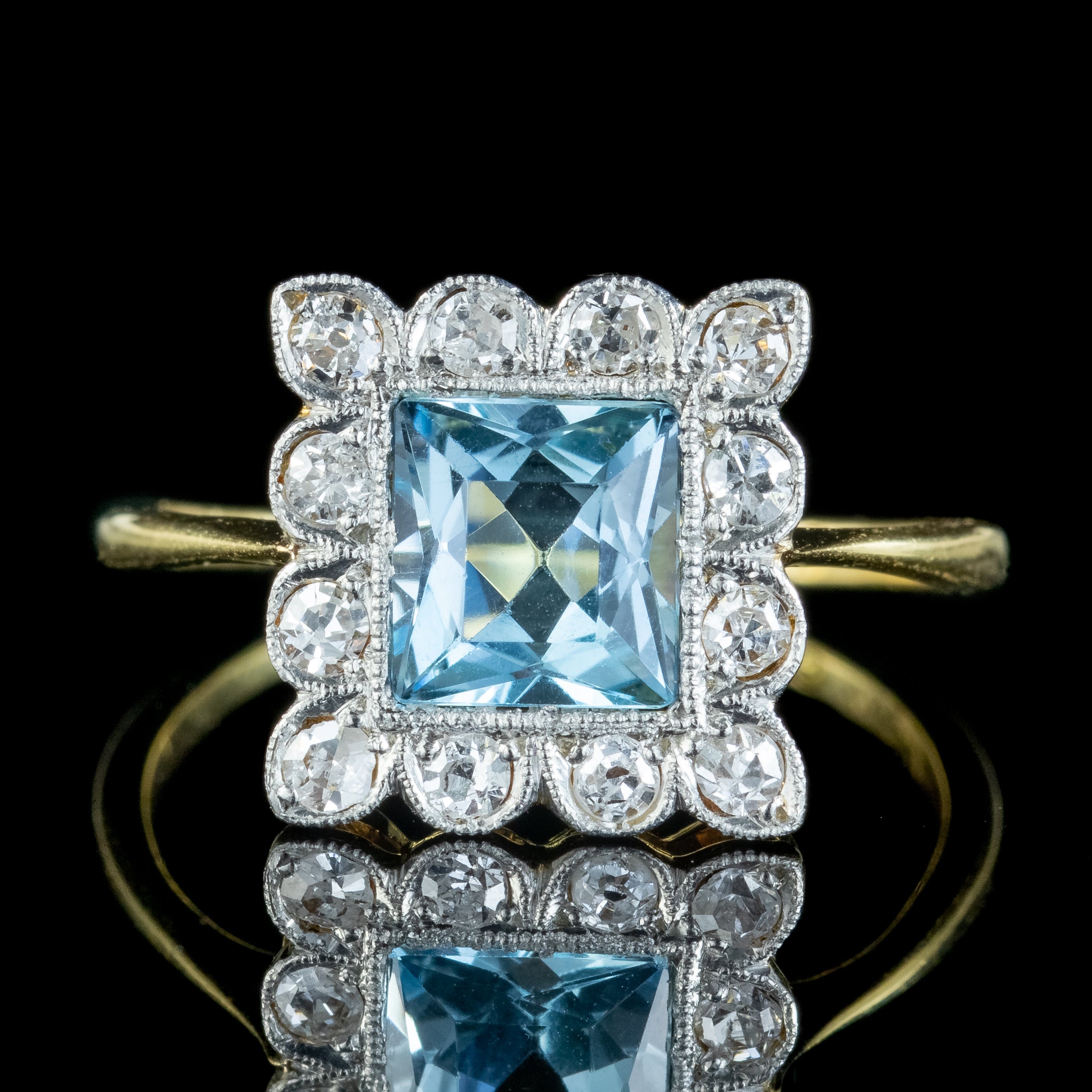 Antique Art Deco Aquamarine Diamond Ring 1.3ct Aqua Secondary image