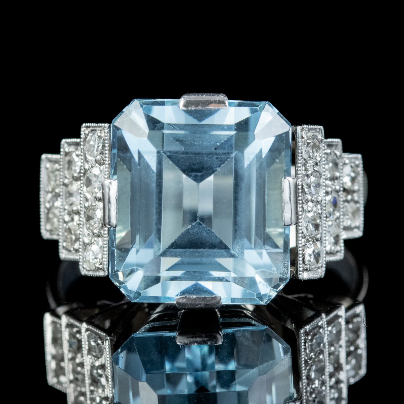 Art Deco Aquamarine Diamond Ring 7.67ct Aqua Secondary image