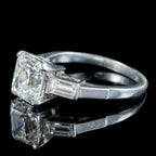 Antique Art Deco Asscher Cut Diamond Trilogy Ring 2.35ct Of Diamond With Cert