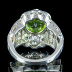 Antique Art Deco French Peridot Diamond Ring 5ct Peridot