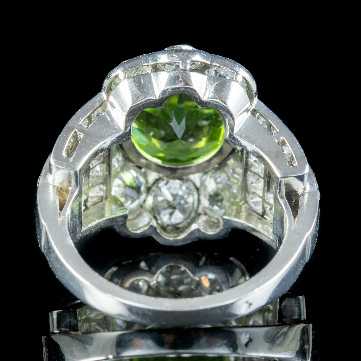 Antique Art Deco French Peridot Diamond Ring 5ct Peridot