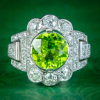 Antique Art Deco French Peridot Diamond Ring 5ct Peridot