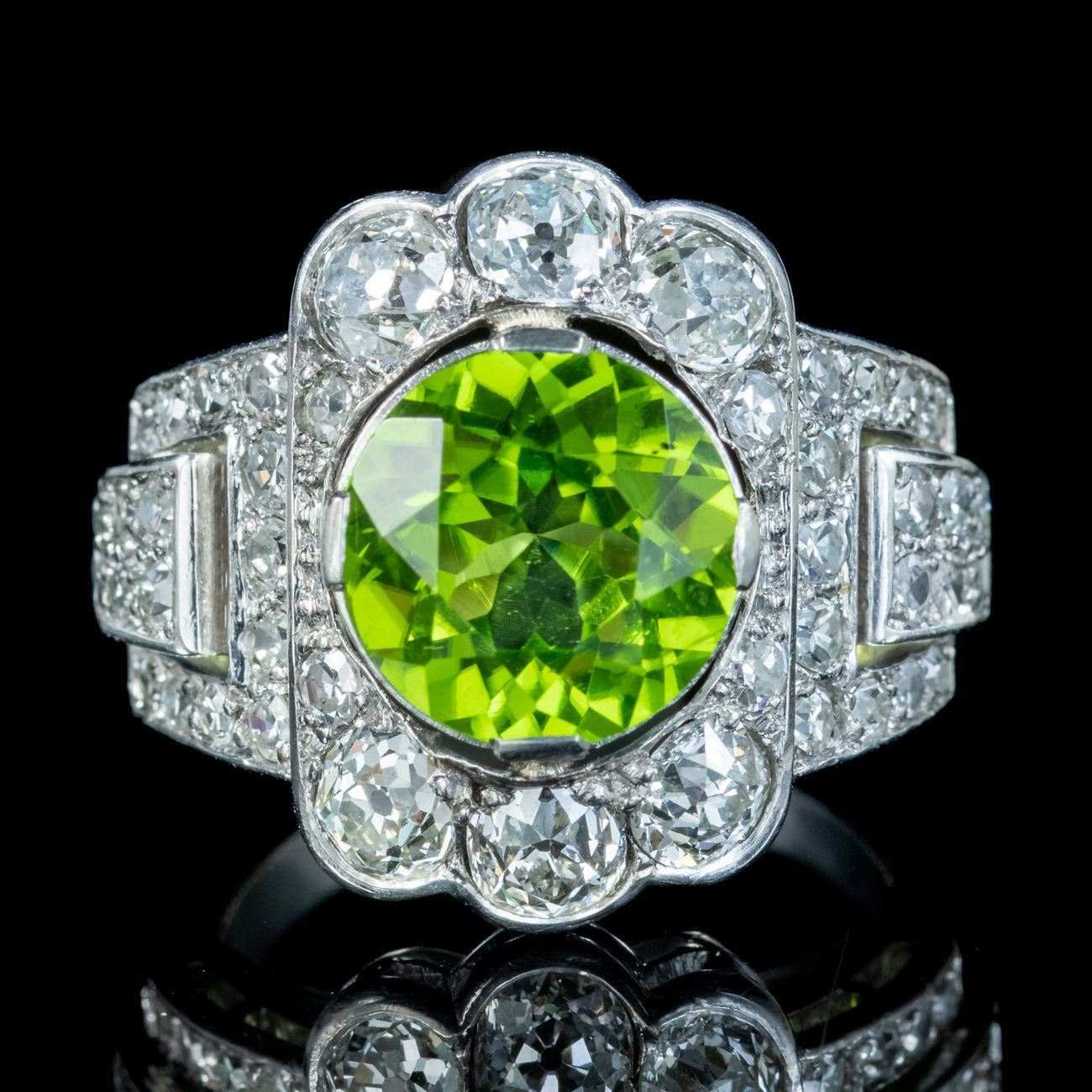 Antique Art Deco French Peridot Diamond Ring 4ct Peridot With Cert Secondary image