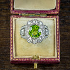 Antique Art Deco French Peridot Diamond Ring 5ct Peridot