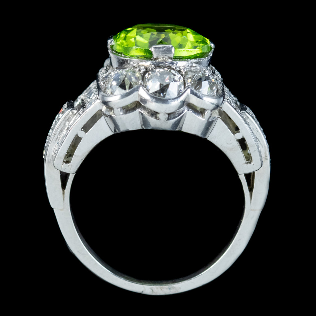 Antique Art Deco French Peridot Diamond Ring 5ct Peridot