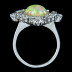 Antique Art Deco Opal Diamond Cluster Ring 3.5ct Opal 