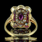 Antique Art Deco Ruby Diamond Cluster Ring 1.50ct Of Diamond